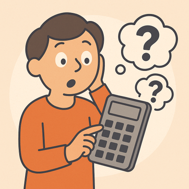 Person looking at calculator